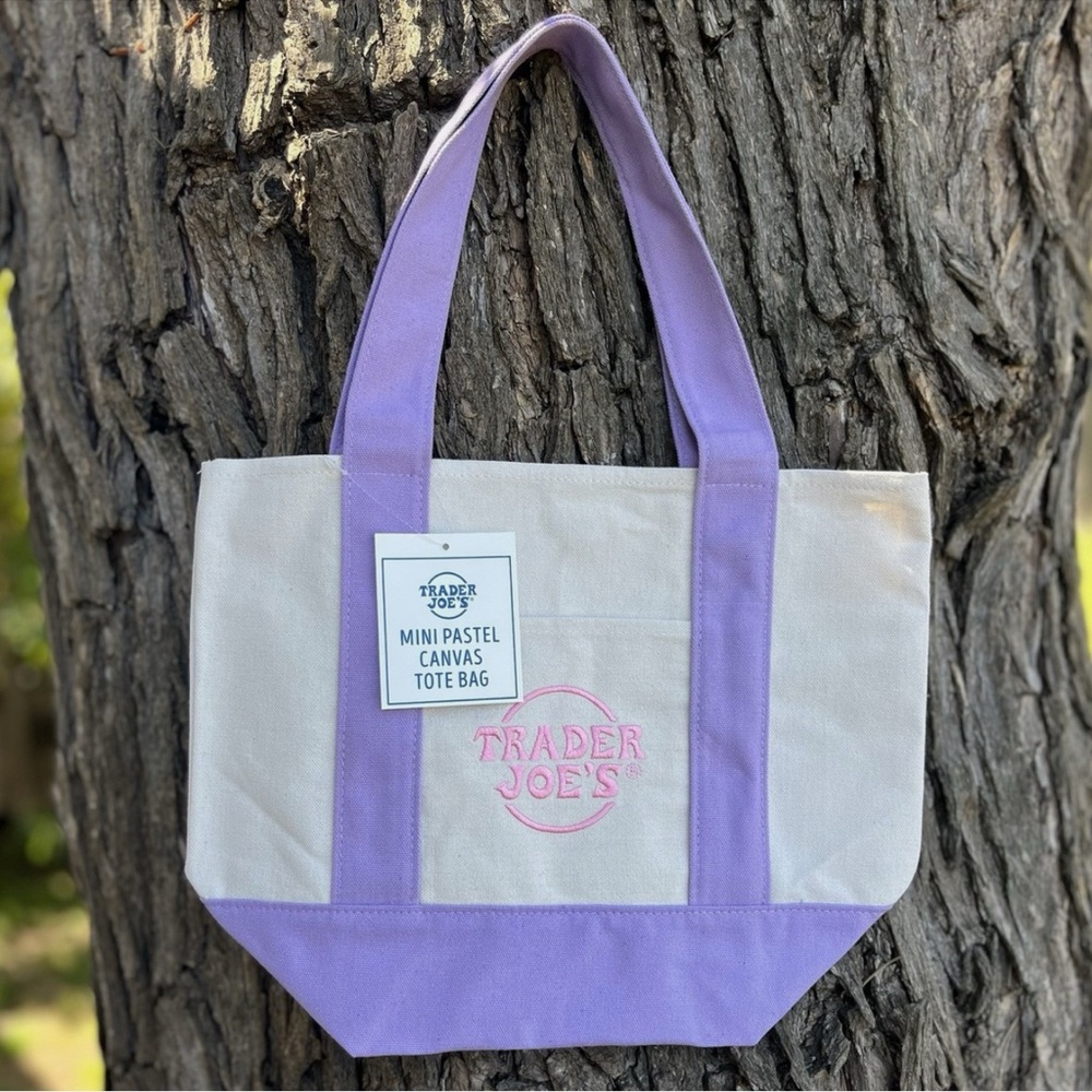 Purple and Cream Canvas Tote Bag